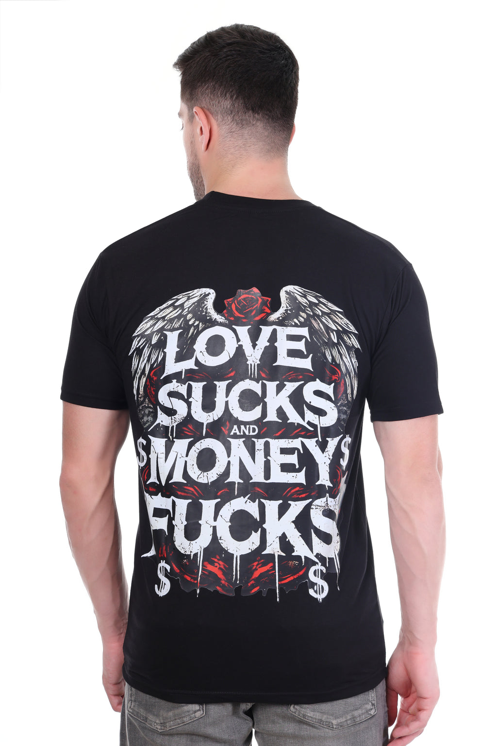 Legendary “LOVE SUCKS & MONEY F***S” Black Tee