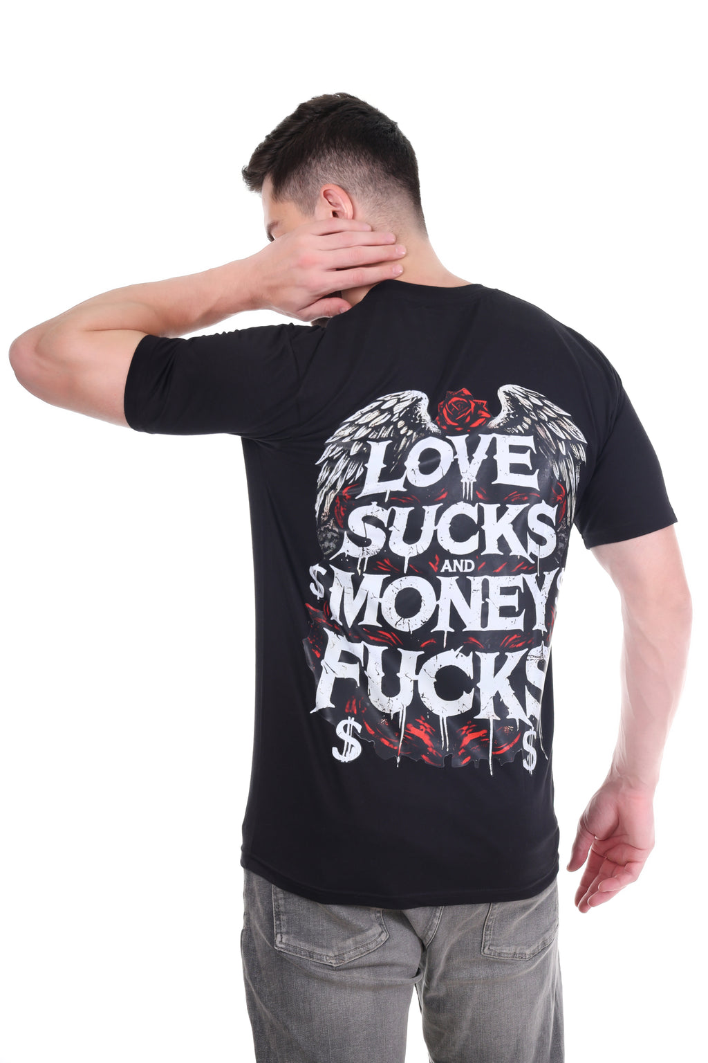 Legendary “LOVE SUCKS & MONEY F***S” Black Tee